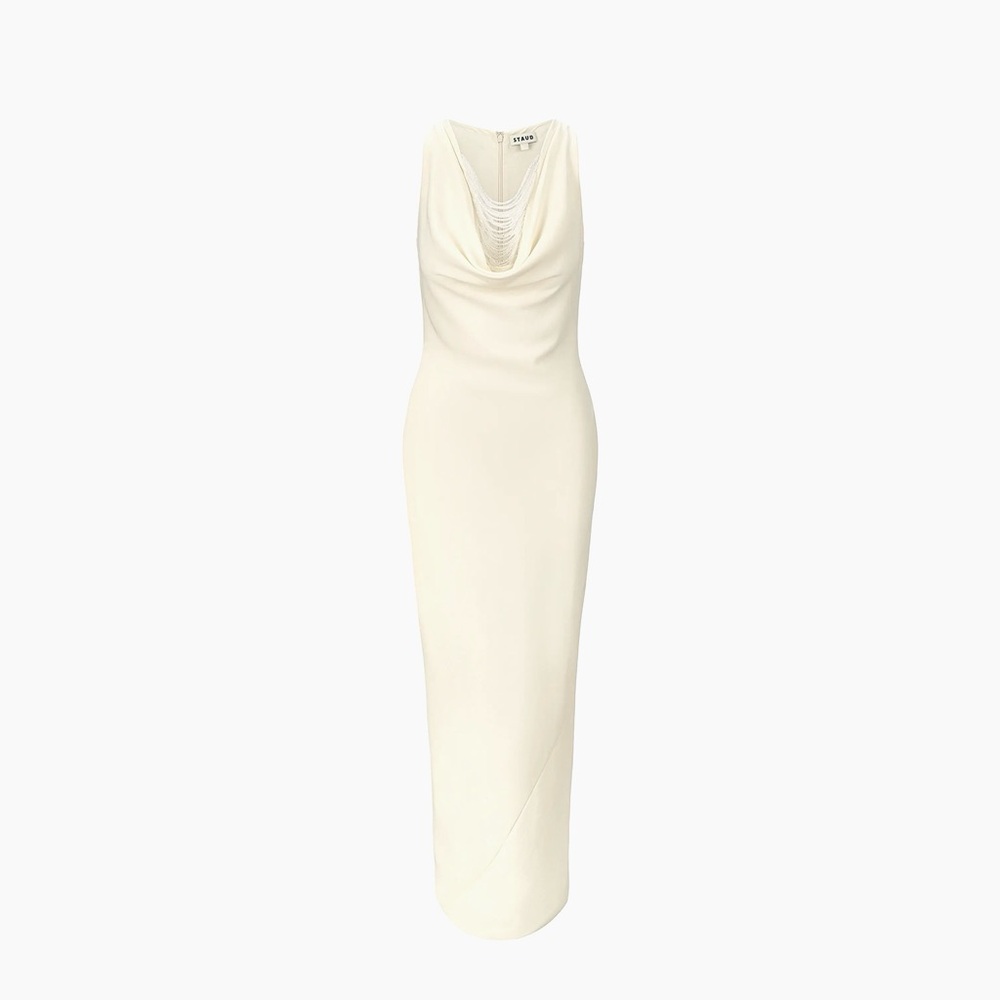 STAUD Elegant Ivory Backless Dress